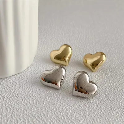 Golden/silver Love Heart Shaped Stud Earrings